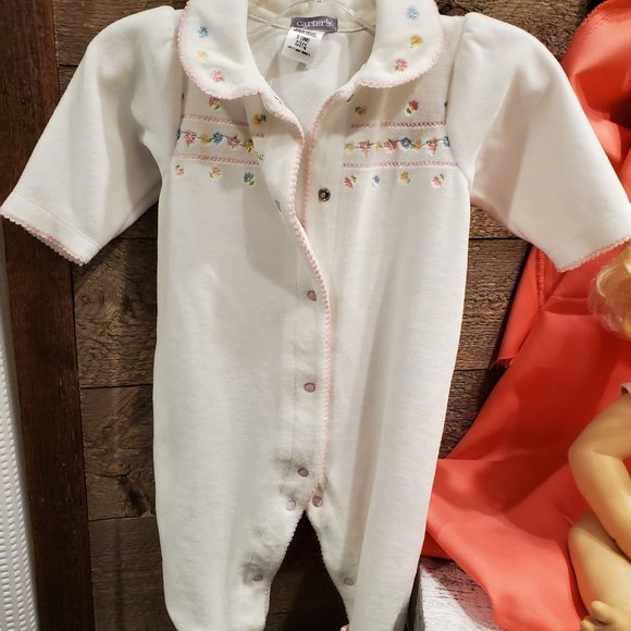 Carter's 3M Girl Sleeper White Velour Footed - Picture 5 of 7